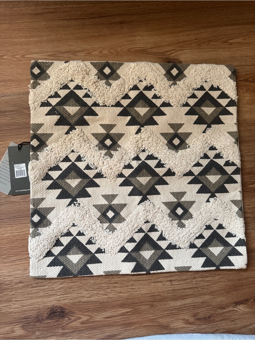 Myra Black/grey and Cream Textured Geometric Accent pillow cover